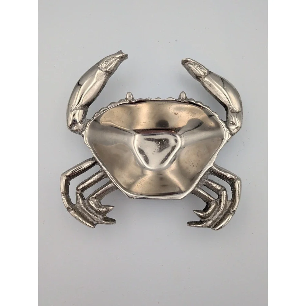 Vintage Cast Aluminum Crab Trinket Dish Bowl Coastal Nautical Catchall ~6
